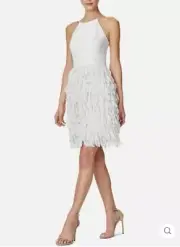 AIDAN MATTOX. CREPE HALTER FRINGE DRESS. US SIZE 2