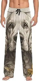 [PDZRMY] Poodle Cute Flower Pajama Pants for Men Men's Separate Bottoms, Lounge Pants with Pockets S