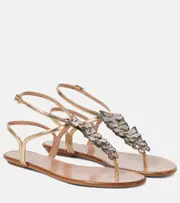 [Aquazzura] Aquazzura Papillon leather thong sandals AU 3.5 gold
