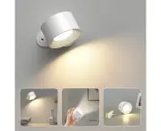 LED Wall Mounted Reading Lights Wall Light Wall Sconce Lamp Battery Rechargeable-White