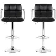 Artiss Black Gaslift Swivel Barstool with Arm Rests 2 Pack