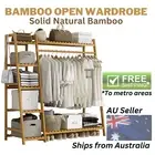 Clothes Rail Rack Garment Bamboo Hanging Shoe Storage Shelf AU