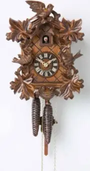 Cuckoo Clock 6 Leaves, 2 Birds, Nest HO 1714/2 NEW