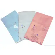 Retro Linen Tea Towel Set of 3 Cotton Floral Hand Embroidery 1960's Grannycore