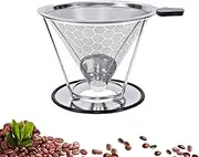 NYGHMY 1 Pcs 304 Stainless Steel Pour Over Coffee Dripper, Reusable Filter, Eco-Friendly Drip Cone Filter, Paperless Coffee Filter, Durable Coffee Brewing Accessory, Coffee Filter