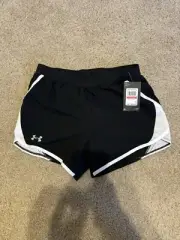 NEW Under Armour Women's Fly By 2.0 Running Shorts Black/WHITE Size XS