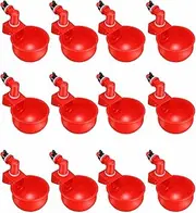 TooToo 1-15PCS Automatic Chicken Water Cup Waterer Poultry Drinking Bowl Feeder Drinker (12pcs_Red(Diam:6cm))