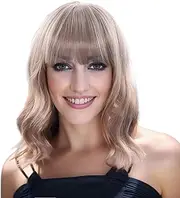 IMISSU Short Curly Hair Bob Wigs Cosplay Wig with Bangs Halloween Costume Party Headwear for Women (Dirty Blonde)