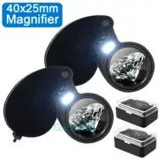 40X Magnifying Loupe Jewelry Jewellers Pocket Magnifier Eye Glass with LED Light