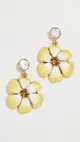 [Oscar de la Renta] Crystal Enamel Flower Drop Earrings