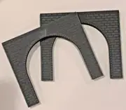 x2 HO Scale Stone Single Train Tunnel Portals - H0 Model Railroad Scenery 3inch