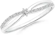 [Angara] Natural Prong Set Round Diamond Split Shank Promise Ring in Sterling Silver/14ct Solid Gold for Women | April Birthstone Jewellery for Her