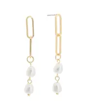 Juvell 18K Plated Pearl Paperclip Drop Earrings