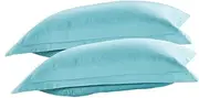 1 Pair Light Blue Decorative Pillowcase Soft Brushed Bedding Cover with Envelope Opening for Home Decoration and Comfort