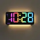 9" Digital Wall Clock with Night Light, Digital Clock with 8 RGB Colors, Dual...