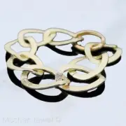 BIG LARGE OPEN LINK YELLOW GOLD PLATED LIGHT WEIGHT BRACELET STATEMENT BANGLE