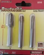 Router Bit Set Long Reach 2210 Milescraft 1/4" Shank
