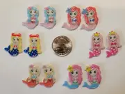 12 Pcs Lot mermaid Flatback Resin Cabochon Hair Bow Center Supply.