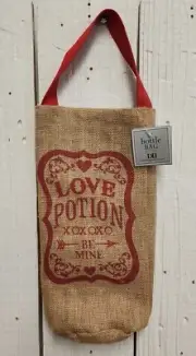 Love Potion Burlap Sack Wine Booze Carrier Bottle Sleeve Party Bag P5