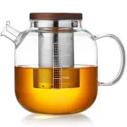 40oz Borosilicate Glass Teapot with Stainless Steel Infuser Anti-Drip Spout W...