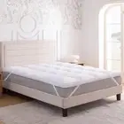Extra Thick Mattress Topper Feather Bed Cotton Top Fabric Elastic Straps Cover