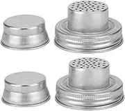 CHILDWEET 2 Pcs Stainless Steel Mason Jar Shaker Lids Airtight Spice Lids for Regular Mouth Canning Jars for Mixing Flour Sugar Spices Salt and Peppers
