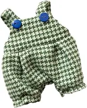 Folpus Doll Overalls Doll Shorts Stuffed Figures Toys Daily Wear Accessories Soft 17cm Doll Outfit Fashion Gifts Pants Clothing, Green Checkered