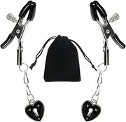 2 Pcs Pendant Nipple Clamp Adjustable Non Piercing Nipple Clip Black Pressure Breast Clamp Breast Clip Toy Body Clamp For Women Men
