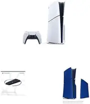 PS5 Disc Console (Slim) + Vertical Stand + Blue Cover