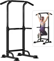 Power Tower Pull Up Bar Dip Station and Height Adjustable Dip Bar Stand, Mult...