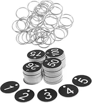GETAJGHSD 100pcs Plastic Numbered Labels Circular Number Tags Metal Rings for Keys Cards and Bags