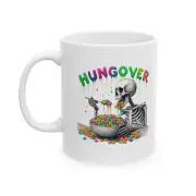 Skeleton Eating Cereal Hungover Mug Funny College Gift Coffee Tea Cup 11 oz