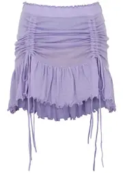 Cannari Concept Ruffled Wool Mini Skirt - Lilac - 32 (UK4 / Xxs) 32 (UK4 / XXS)