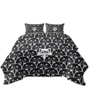 Black and White Funny Cats Print Coverlet