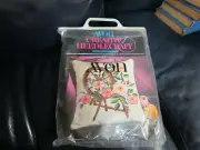 Avon Creative Needlepoint Wheel & Wild Roses Pillow 14" Square NEW