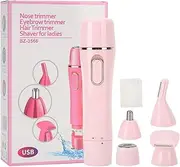 Nutriess HairRemovalShaver EyebrowTrimmer WomenHairShaver NoseHairTrimmer FacialEpilator SideburnsTrimmer 4 in 1 Electric Hair Shaver Epilator Portable Eyebrow Nose Hair
