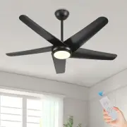 Ceiling Fans with Lights,52 inch Black Ceiling Fan with Light and Remote,6 Sp...