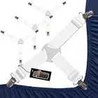Bed Sheet Straps Adjustable Elastic Fasteners with Metal Clips Easy Install