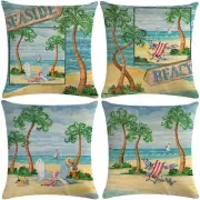 18" Beach Tree Pattern Cotton Linen Cushion Cover Pillow case Home Decor