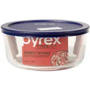 Pyrex Simply Store 7 Cup Round Storage Dish with Blue Lid