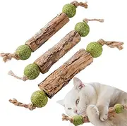 Cat Toy, Wooden Catnip Stick, Dumbbell Teaser Toy, Chew Toy for Cats, Catnip Ball Toy, Interactive Pet Toy for Cats (3 PCS)