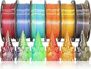 MIKA3D 6 Spools Bicolor Dual Color 1.75mm 3D Printer Filament Bundle, 3D Printing Silk PLA, Silk Black-Orange/Red-Gold/Black-Red/Gold-Copper/Green-Blue/Green-Purple, 3D Printing PLA 250g X 6 Spools
