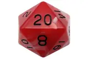 MDG 35mm Mega Acrylic d20 Red & White Dice w/ Black Numbers