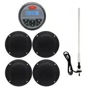 Marine Audio Waterproof Bluetooth Stereo Radio+4" Boat Speakers+ FM AM Antenna