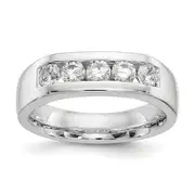 0.63ct. CZ Solid Real 14K White Gold 5-Stone Channel Wedding Band Ring