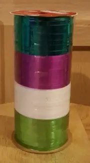 Curling Ribbon - 4-Color Variety- Emerald Green/White/Magenta/Turquoise, 150 ft