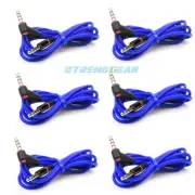 6X 4FT 3.5MM AUX L JACK MALE AUDIO STEREO CABLE BLUE FOR IPHONE 5S 5C IPOD NANO