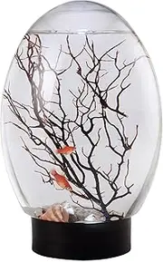 Betta Fish Tank, Small Betta Aquarium, LED Light Design, 7.09x4.72 inches, Portable Fan Branch Tree Ornament, Decorative Centerpiece, Best for Home, Studio, Hotel, Office