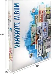 Banknote World Currency Collecting Album, Blue, 100 Pockets