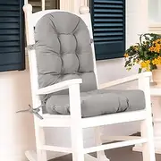ROFIELTY Outdoor Rocking Chair Cushion 44x19 in,Waterproof and Fade Resistant Rocking Chair Cushions Outdoor, Triple Non-Slip Design High Back Patio Chair Cushion (Light Gray, 44x19)